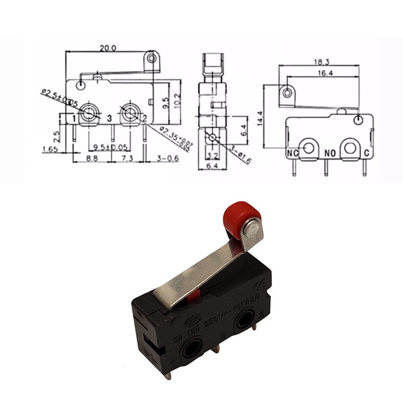 میکرو سوئیچ اهرم دار مدل 5A-250V-KW11.3Z بسته 2 عددی