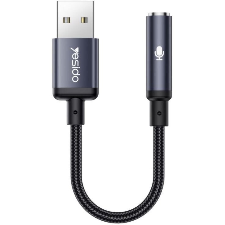 تبدیل USB به AUX یسیدو مدل YAU46 طول 15 سانتیمتر
