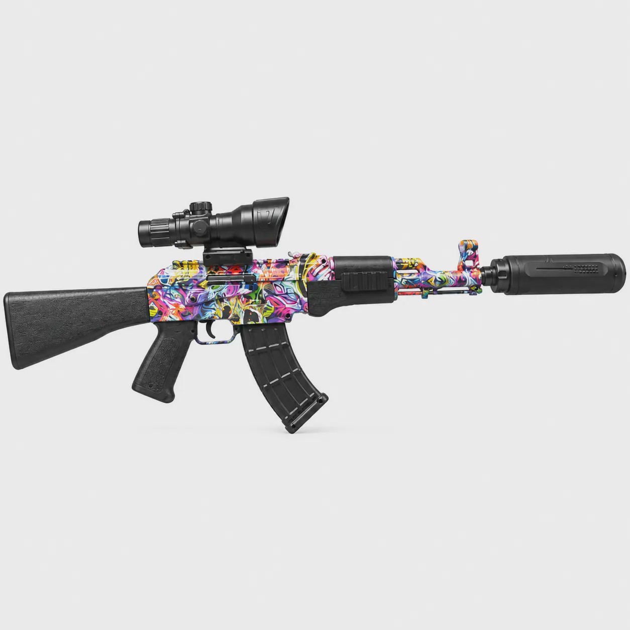 تفنگ ژله ای شارژی AK47 مدل T53A چراغ دار با افکت اسپری و دوربینجدید