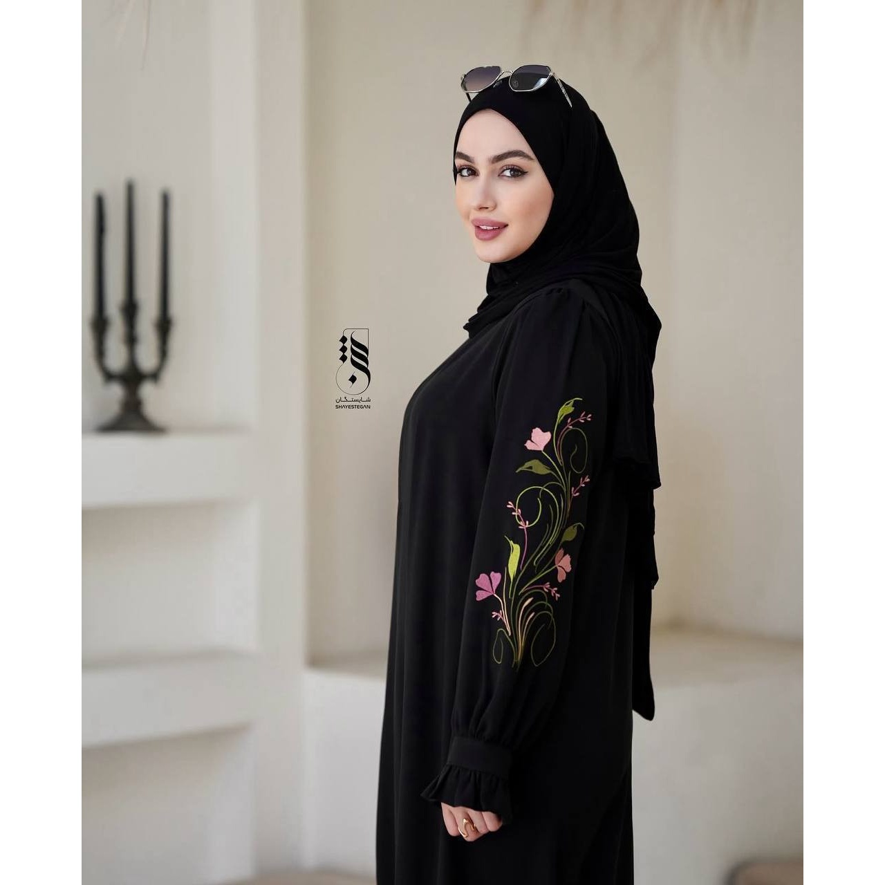 عبا فرشته الیزه درجه یک تکرنگ مشکی کد 6874 راش