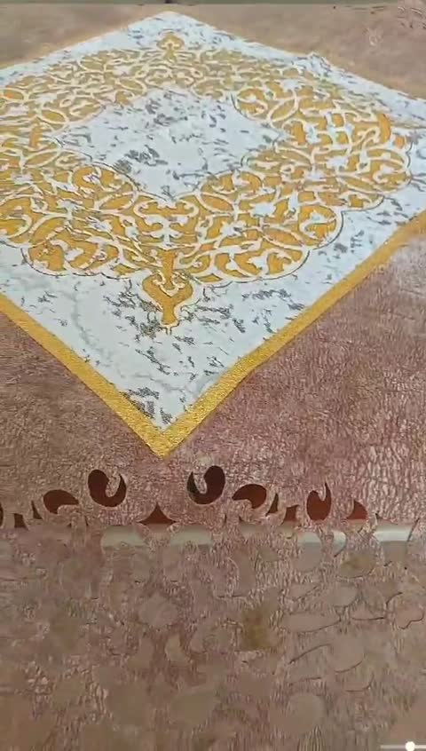 رومیزی ترکیبی مخمل پتینه و چرم و اکلیلی سایز 90 در 90 زیبا و جدید