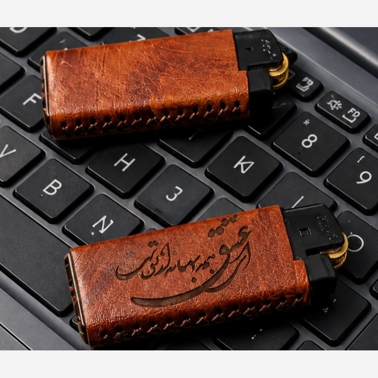 فندک چرم طبیعی دست دوز