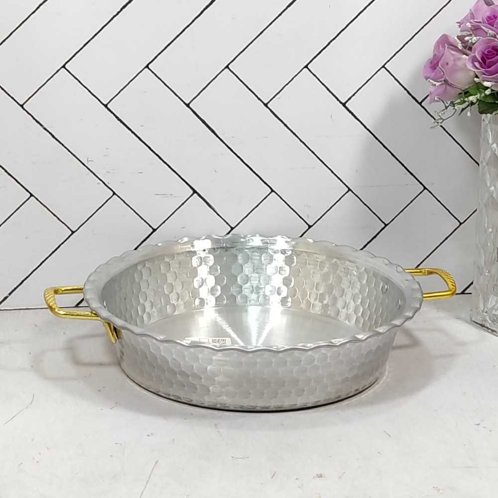 تابه چکشی لب کنگره دسته طلایی دو دسته سایز 5 مهروز(1) ارسال شکستنی و شیشه جات فقط با باربری با بیمه