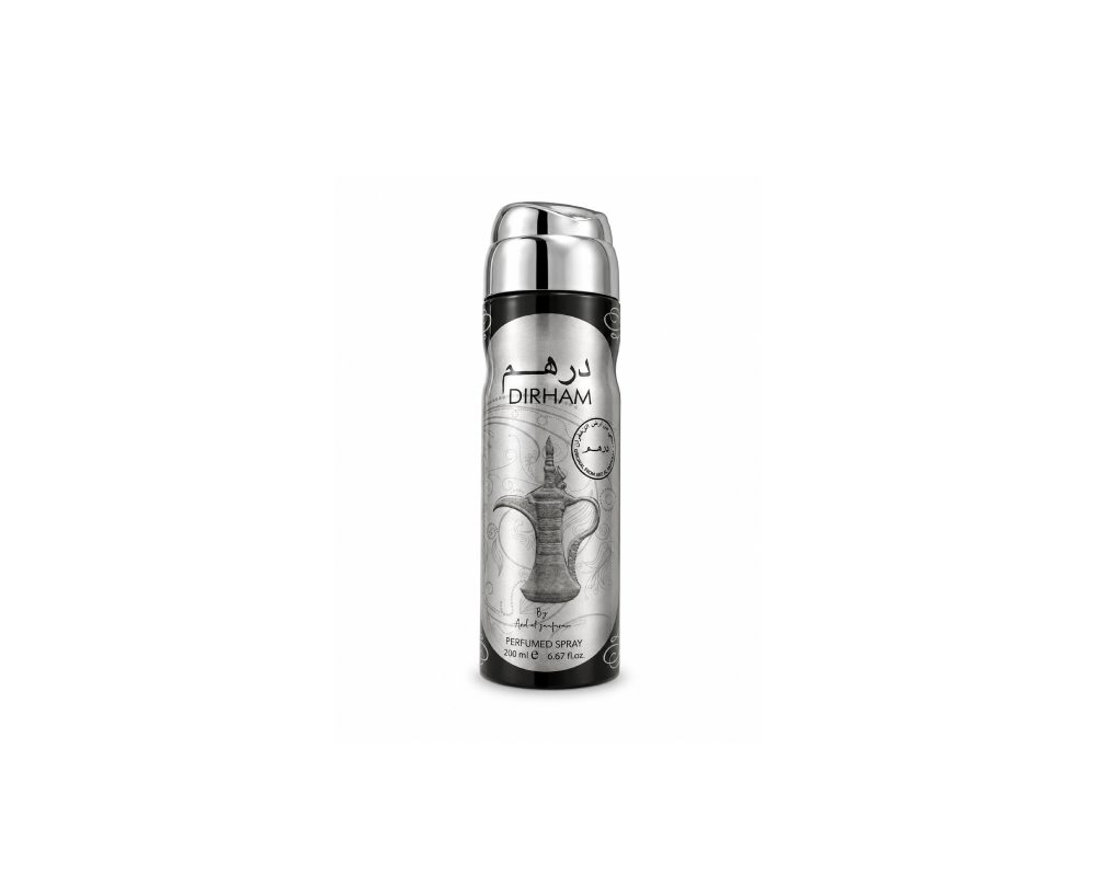 اسپری خوشبوکننده بدن درهم مشکی Dirham Black ارض الزعفران Ard Al Zaafaran حجم 200 میلی لیتر | اسپری عطری Perfumed Spray