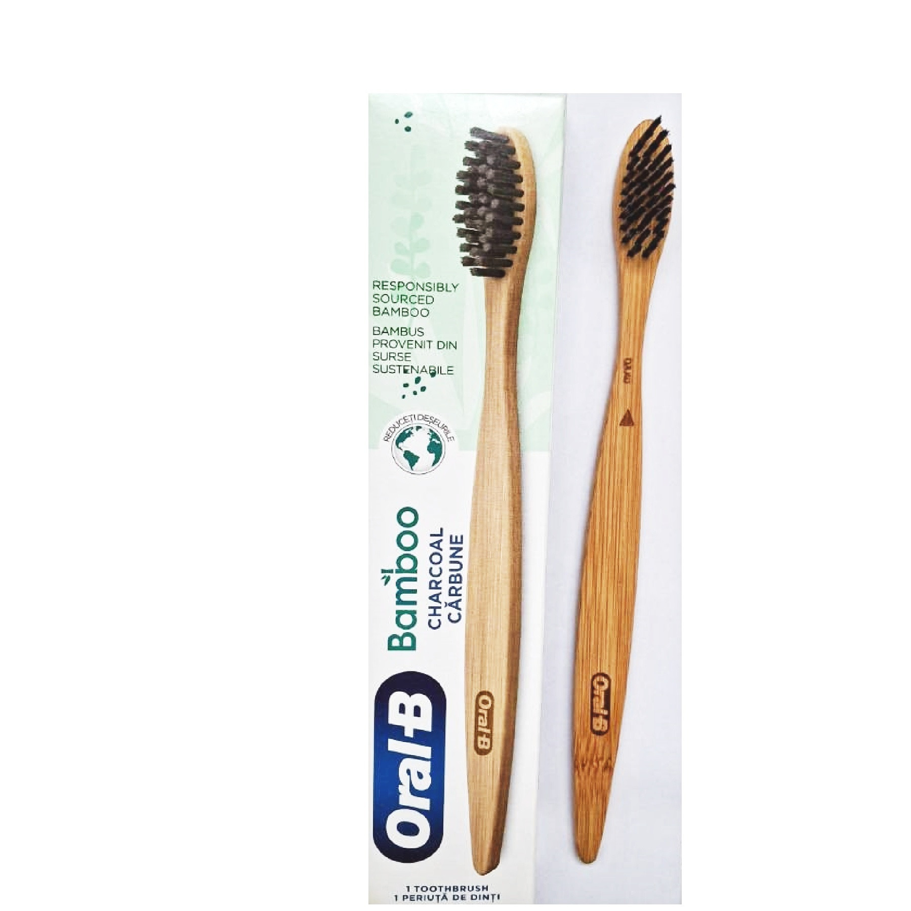 مسواک بامبو اورال بی Oral-B دسته چوبی- مدل ذغالی - هند