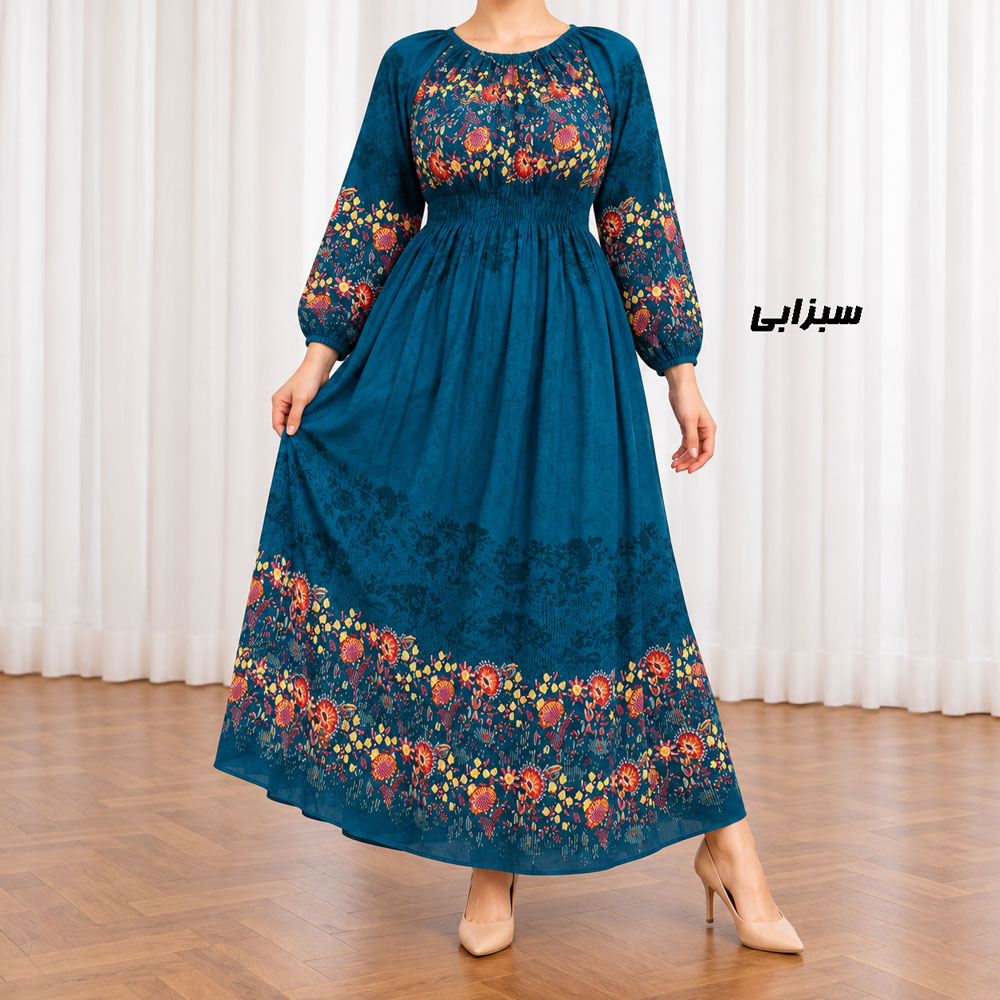 پیراهن ساحلی زنانه کش دار مدل حاشیه برگ کد CH2296