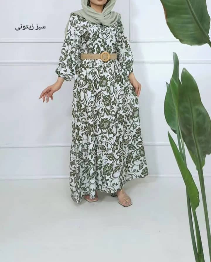 پیراهن ساحلی زنانه مدل فلور زمینه سفید نخی فری سایز (مناسب تا سایز 48)