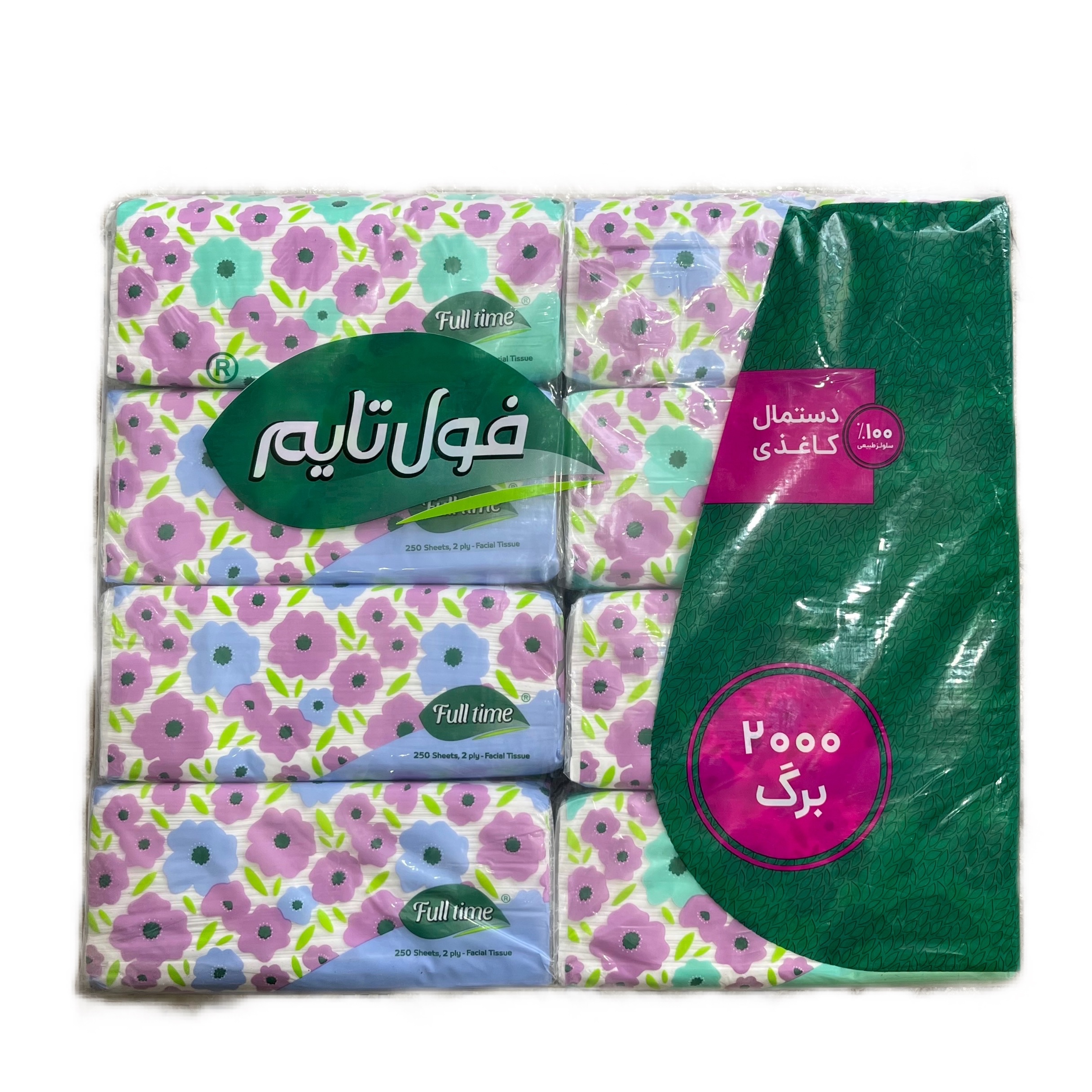 دستمال کاغذی فول تایم 500 برگ (پک 8 عددی)