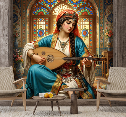 پوستر دیواری ایرانی دختر نوازنده ساز کد PB684