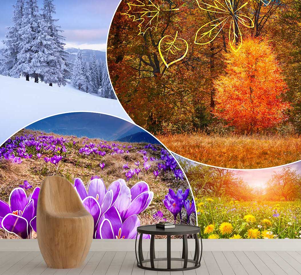 پوستر دیواری منظره و طبیعت چرخه فصلهای طبیعت کد N-7662