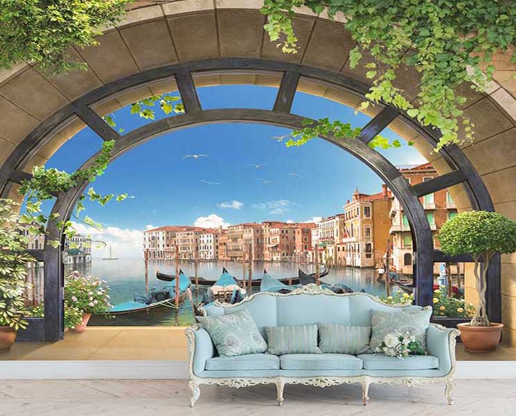 پوستر دیواری قایق در مسیر رودخانه کد N-7855