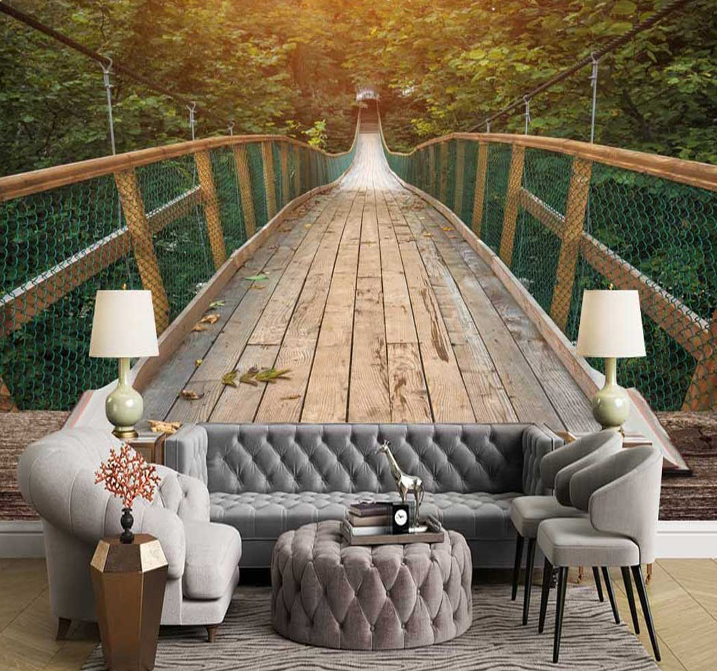 پوستر منظره و طبیعت پل معلق در جنگل سرسبز کد n-6318