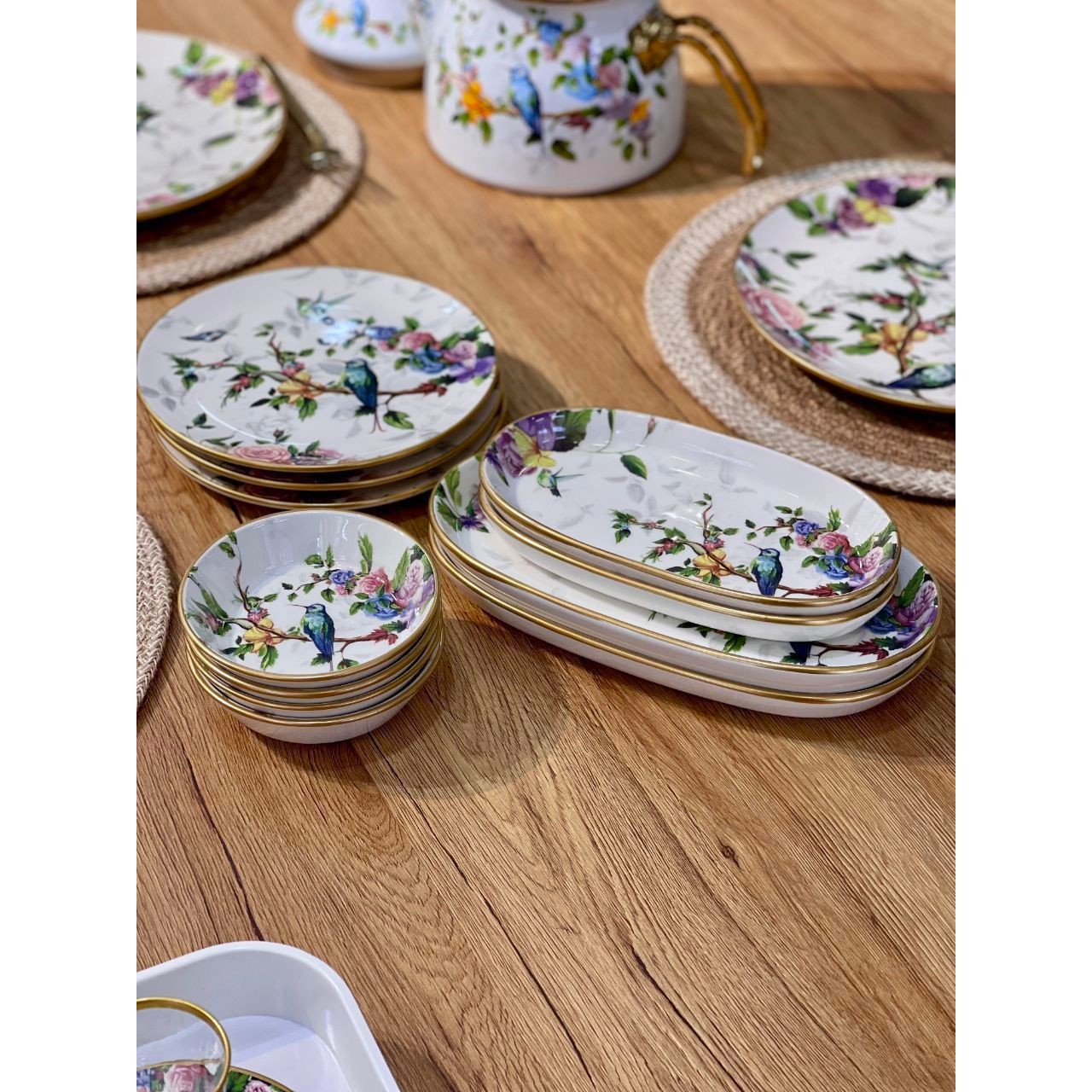 عصرانه خوری 15 پارچه طرح گنجشک وارداتی