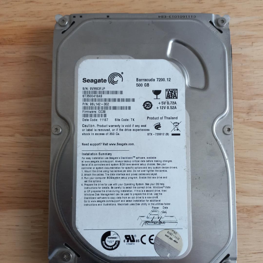 هارد 500 گیگ سیگیت ساتا 3.5 اینچی دسکتاپی(توضیحات دارد) - Seagate Barracuda 500GB 7200جدید