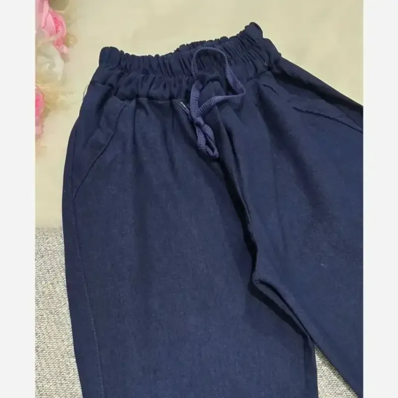 شلوار کتان کش دمپا گشاد زنانه کمر کش سایز 40 تا 50