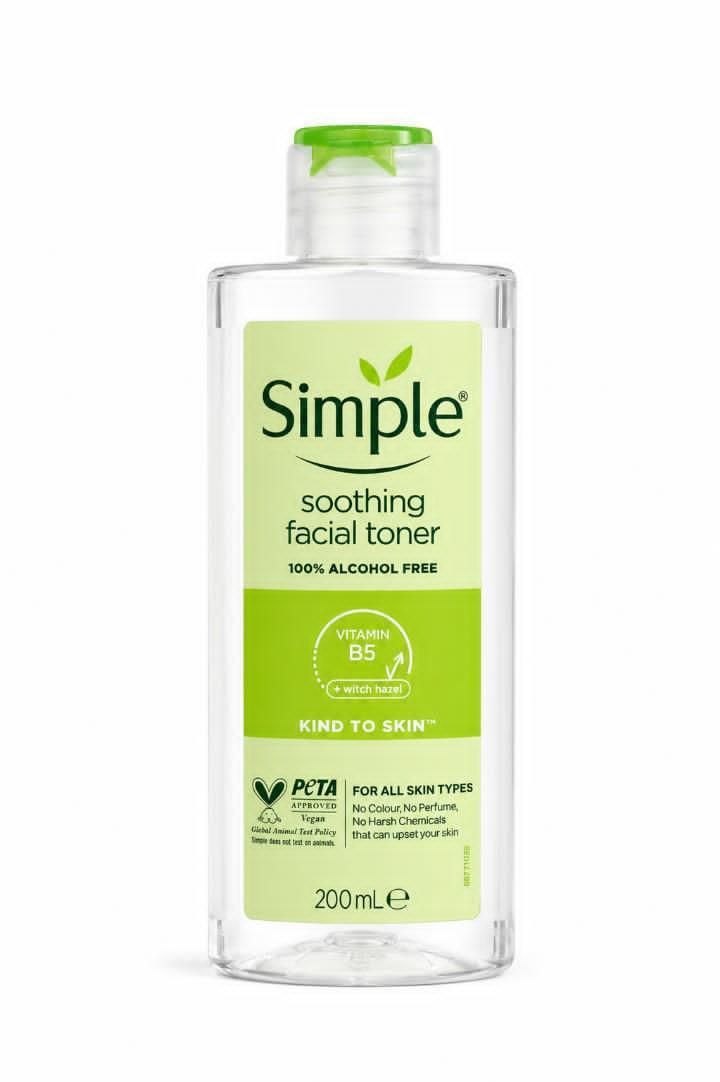 تونر تسکین دهنده و آبرسان سیمپل مدل Soothing Facial Toner حجم 200 میل
