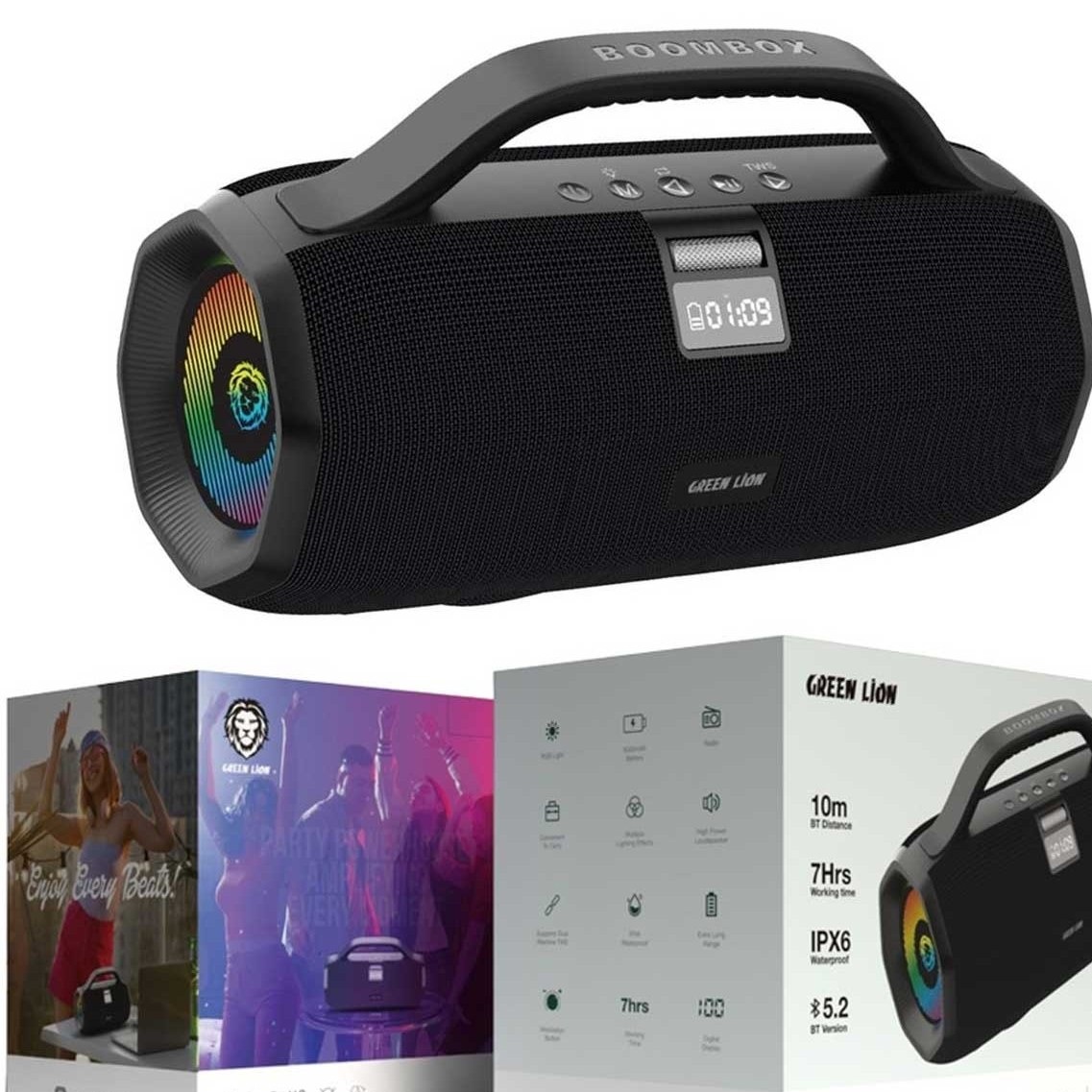 اسپیکر بلوتوثی قابل حمل گرین لاین مدل Boom Beats
