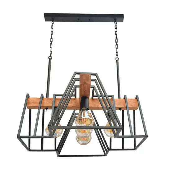 لوستر مدرن چوب و فلز کد 50030