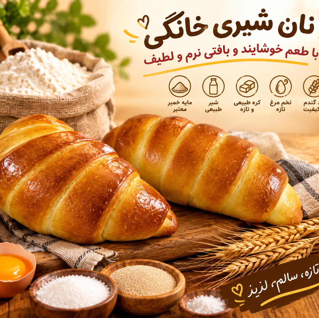 نان خانگی برای مدرسه بسته دو عددی