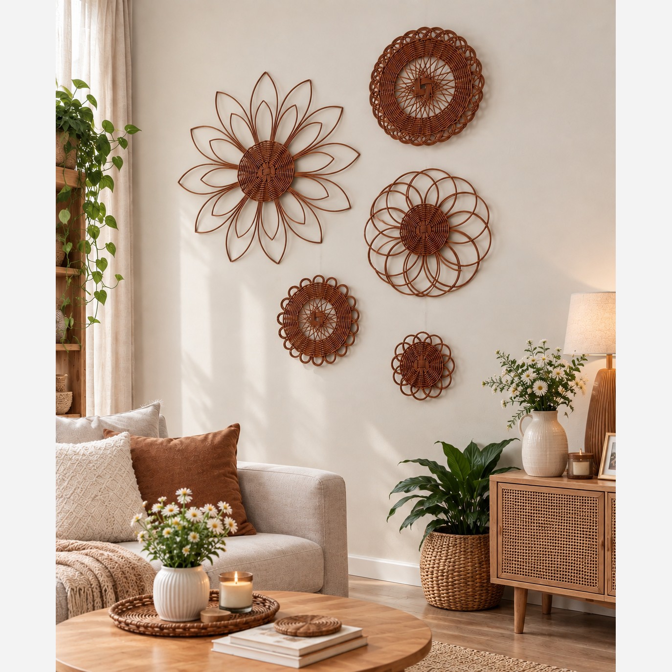 دیوارکوب حصیری 5تیکه کد 4