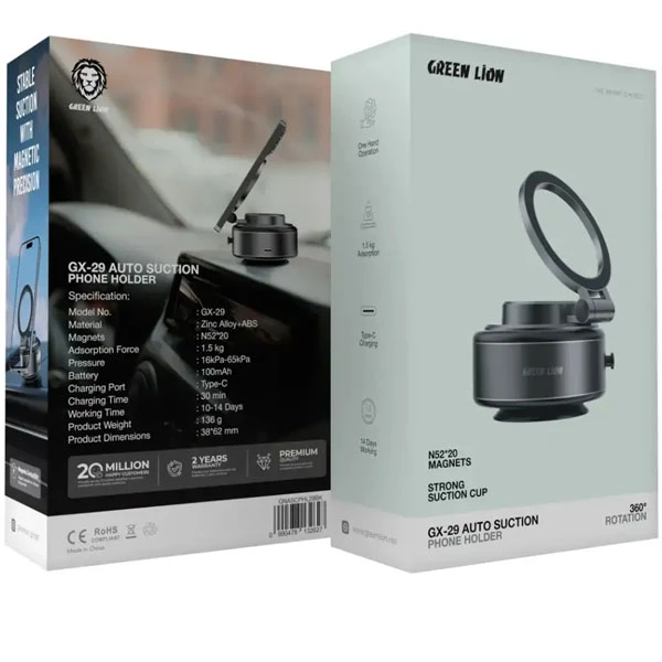 هولدر وایرلس مگنتی گوشی موبایل و تبلت مکشی مخصوص خودرو گرین لاین مدل GX-29 Auto Suction