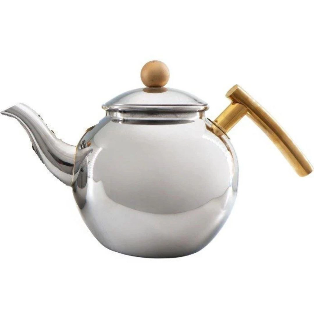 قوری نزاز NEZAZ خمره ای استیل 1 لیتر دسته طلا کد 1150 (پس کرایه)
