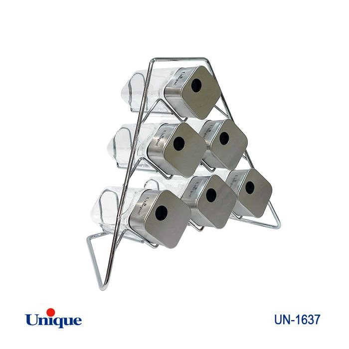 ست ادویه درب استیل یونیک Unique مثلث 6 عددی کد UN-1637 (پس کرایه)