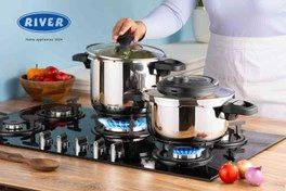 زودپز 2قلو 4+6لیتر ریور طوسی -مشکی کد 3844 (پس کرایه)