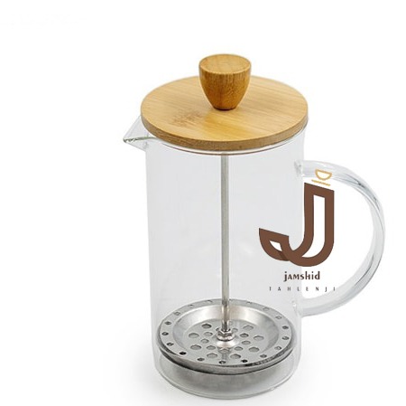 فرنچ پرس شیشه ای همراه با درب بامبو 600 میل