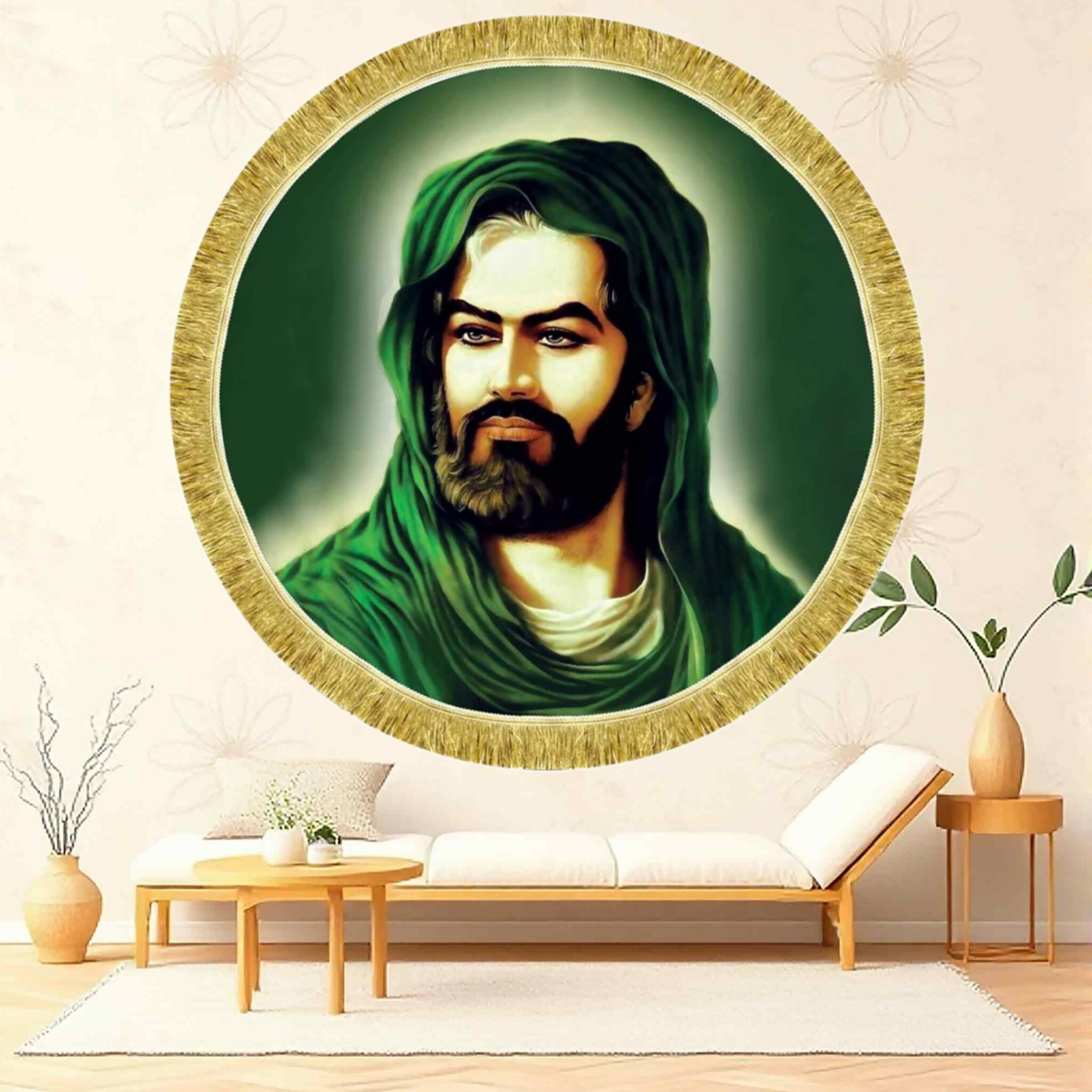 کتیبه مخمل تصویر امام حسین سیدالشهدا طرح دایره
