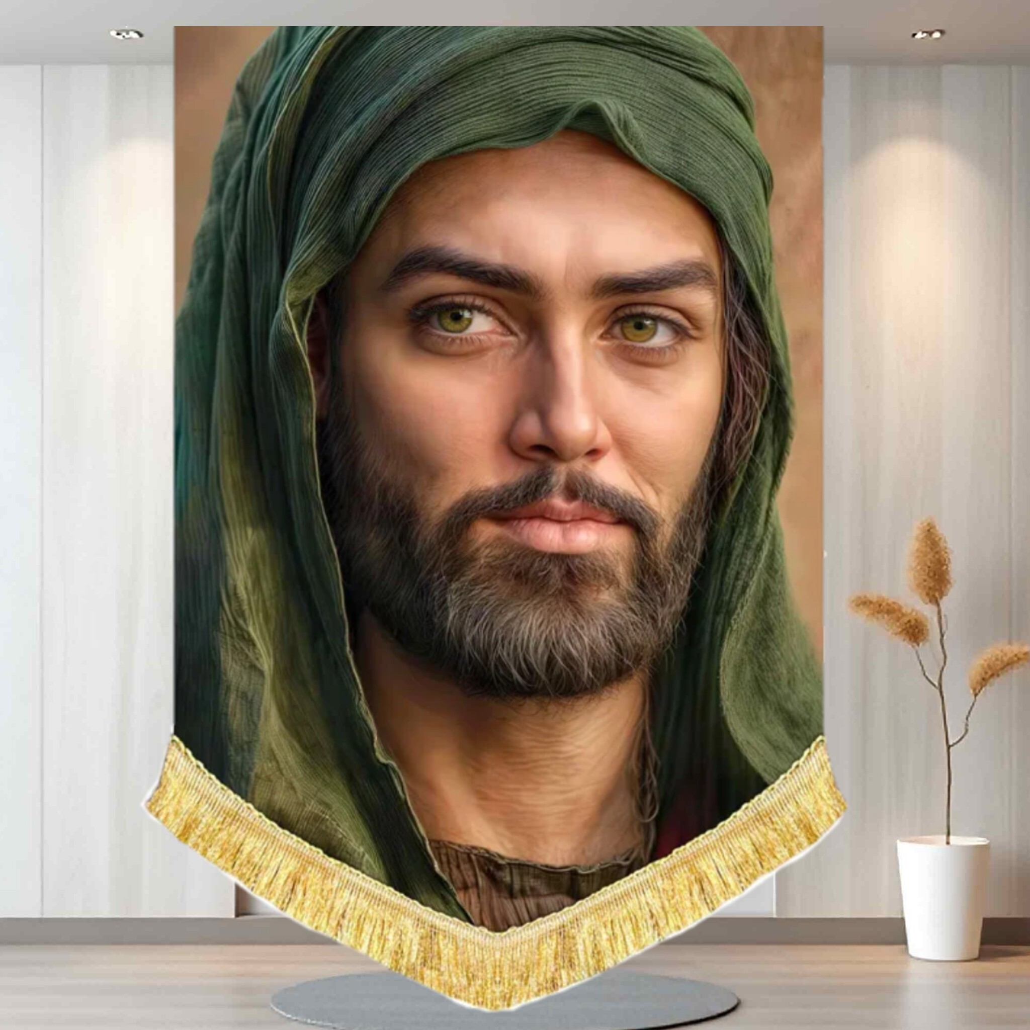 کتیبه مخمل محرمی شمایل امام حسین سیدالشهدا