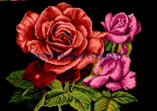 نخ و نقشه تابلو فرش کوچک رزهای سرخ (شاخه های رز) گره 4 سانتی