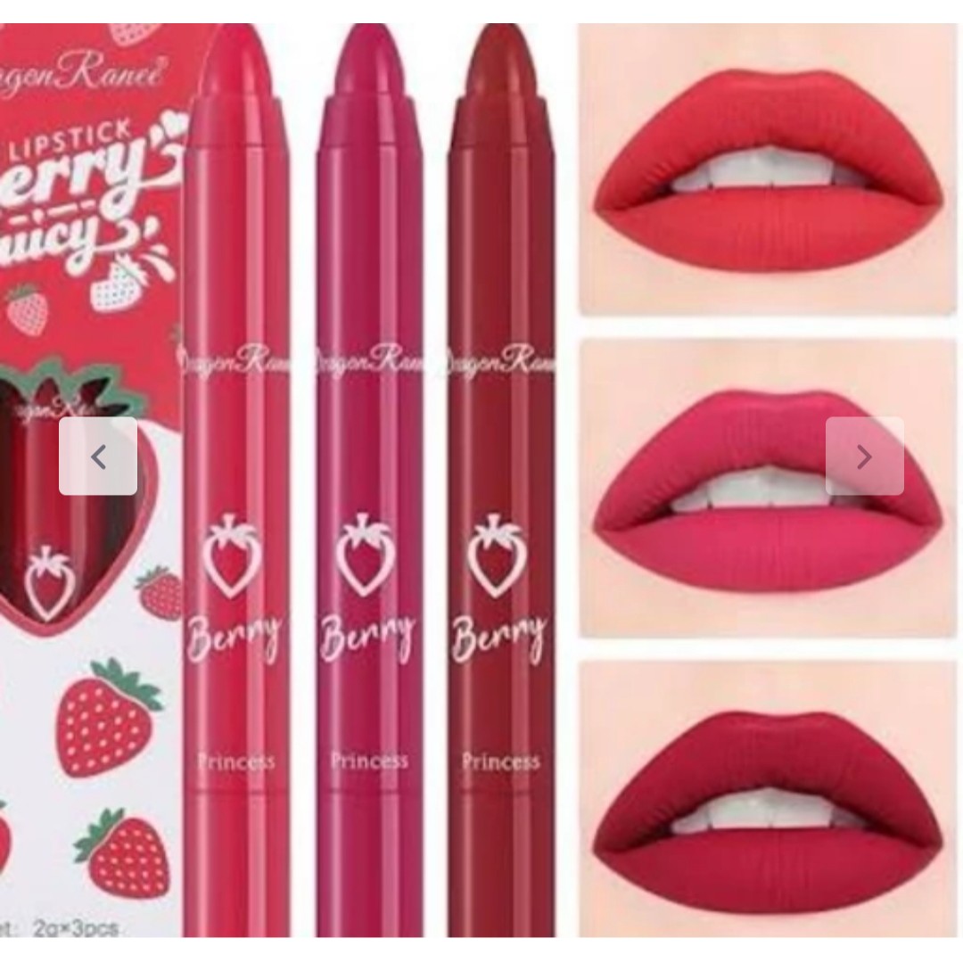 رژ پیچی توت فرنگی دراگون پک 3عدد