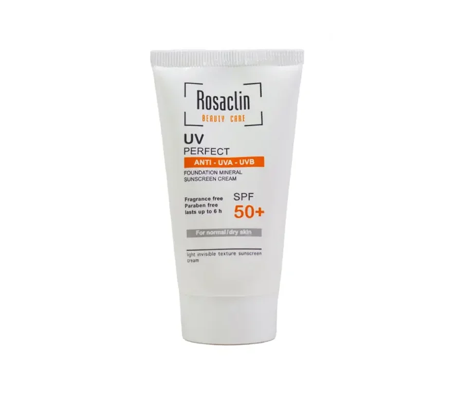 ضد آفتاب بی رنگ رزاکلین مناسب پوست نرمال و خشک SPF 50 حجم 40ml
