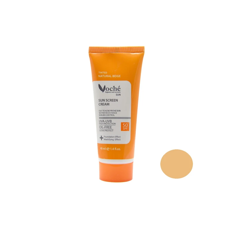 کرم ضد آفتاب رنگی وچه (بژ طبیعی) با SPF50 مناسب پوست خشک و معمولی حجم 40 میلی لیتر