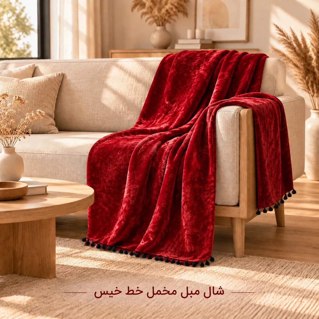 شال مبل مخمل منگوله دار