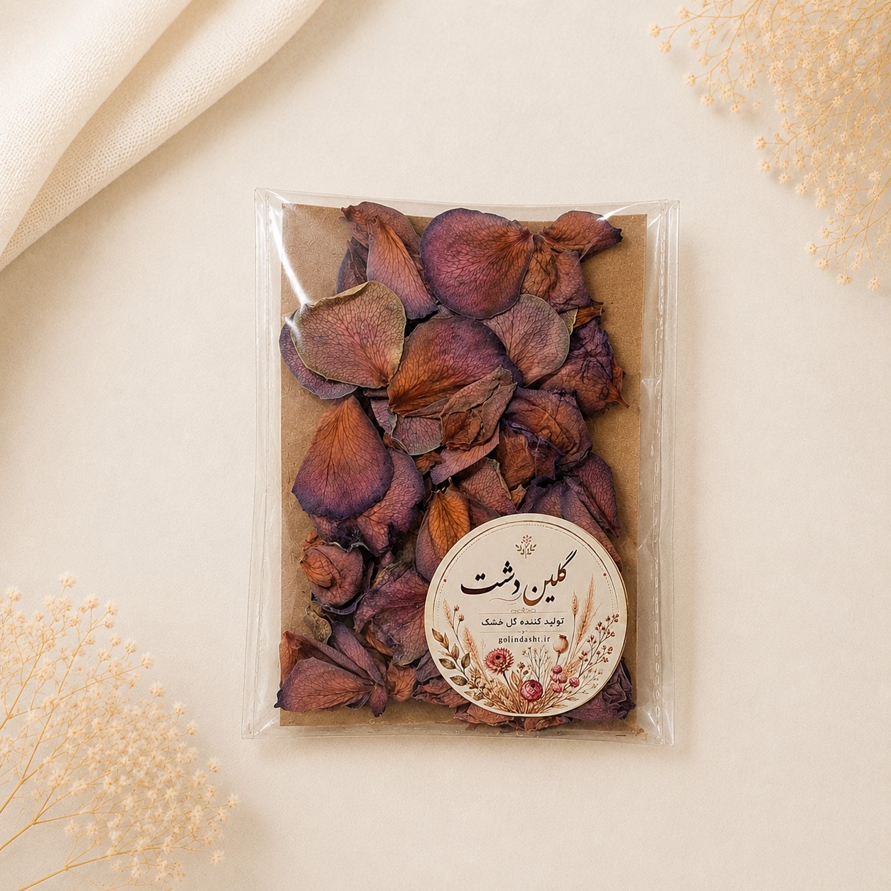 گلبرگ رز مینیاتوری خشک طبیعی – بنفش تمشکی فیروزهای (2 گرمی)