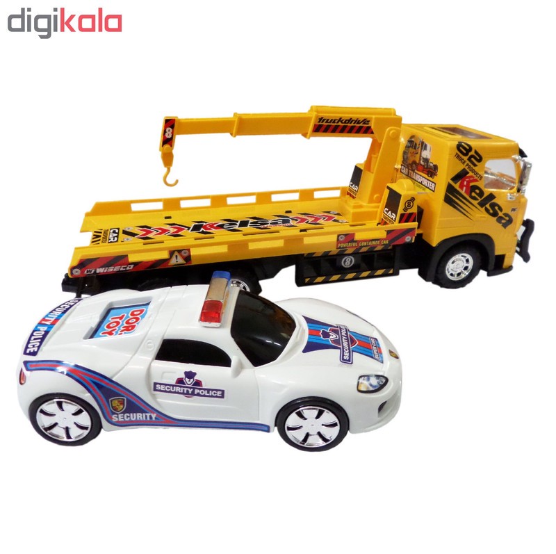 ماشین بازی دورج تویز طرح جرثقیل مدل Tow Truck مجموعه 2 عددی