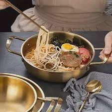 تابه گرد دو دسته بزرگ استیل طلاییجدید