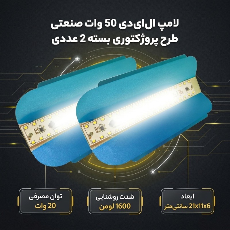 لامپ الایدی 50 وات مدل صنعتی طرح پروژکتوری پایه E27 بسته 2 عددی