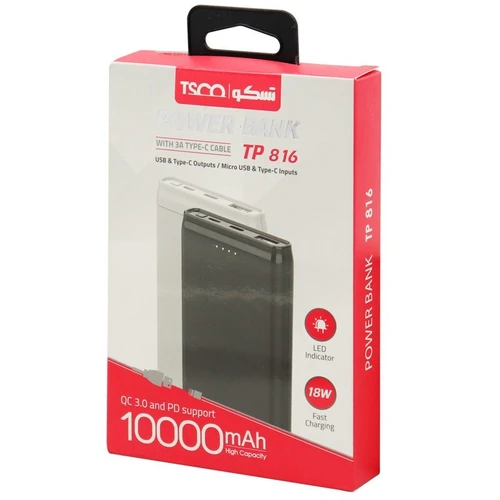 پاور بانک فست شارژ 10000 تسکو TSCO TP 816 QC3 PD 18Wمدل 1