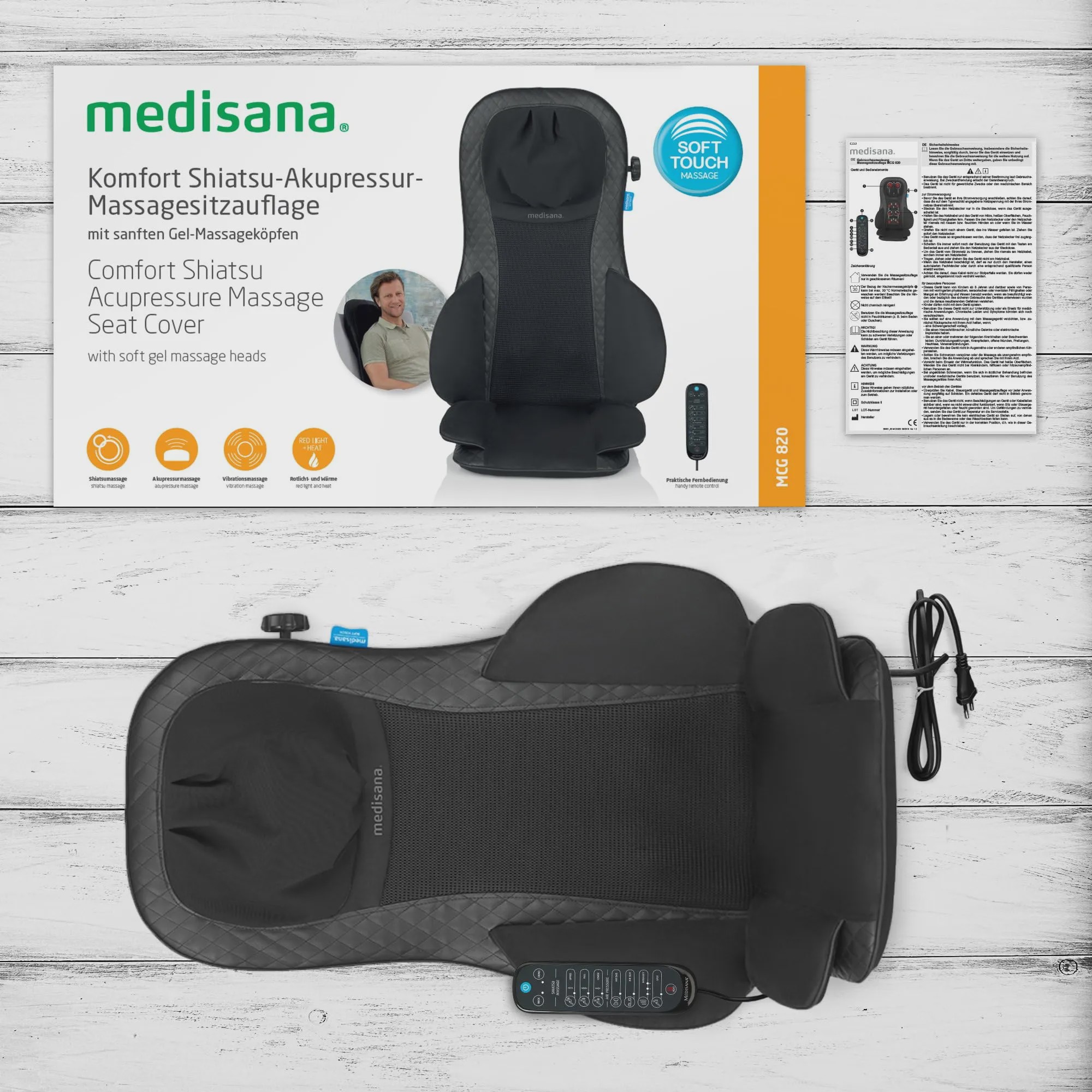 روکش صندلی ماساژ مدیسانا Medisana MCG 820 ماساژ شیاتسو، طب فشاری، گرما و نور قرمزجدید