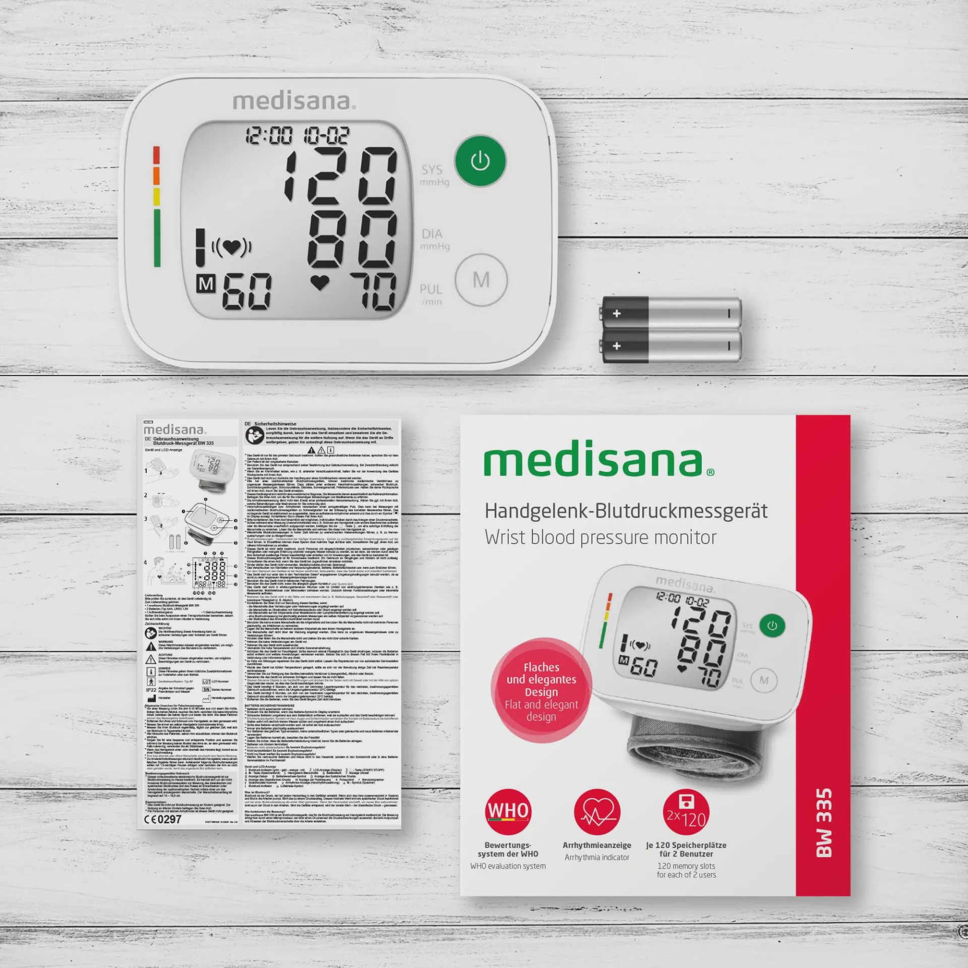 فشارسنج مچی مدیسانا مدل Medisana BW 335 تشخیص ضربان نامنظم و حافظه دو کاربرجدید