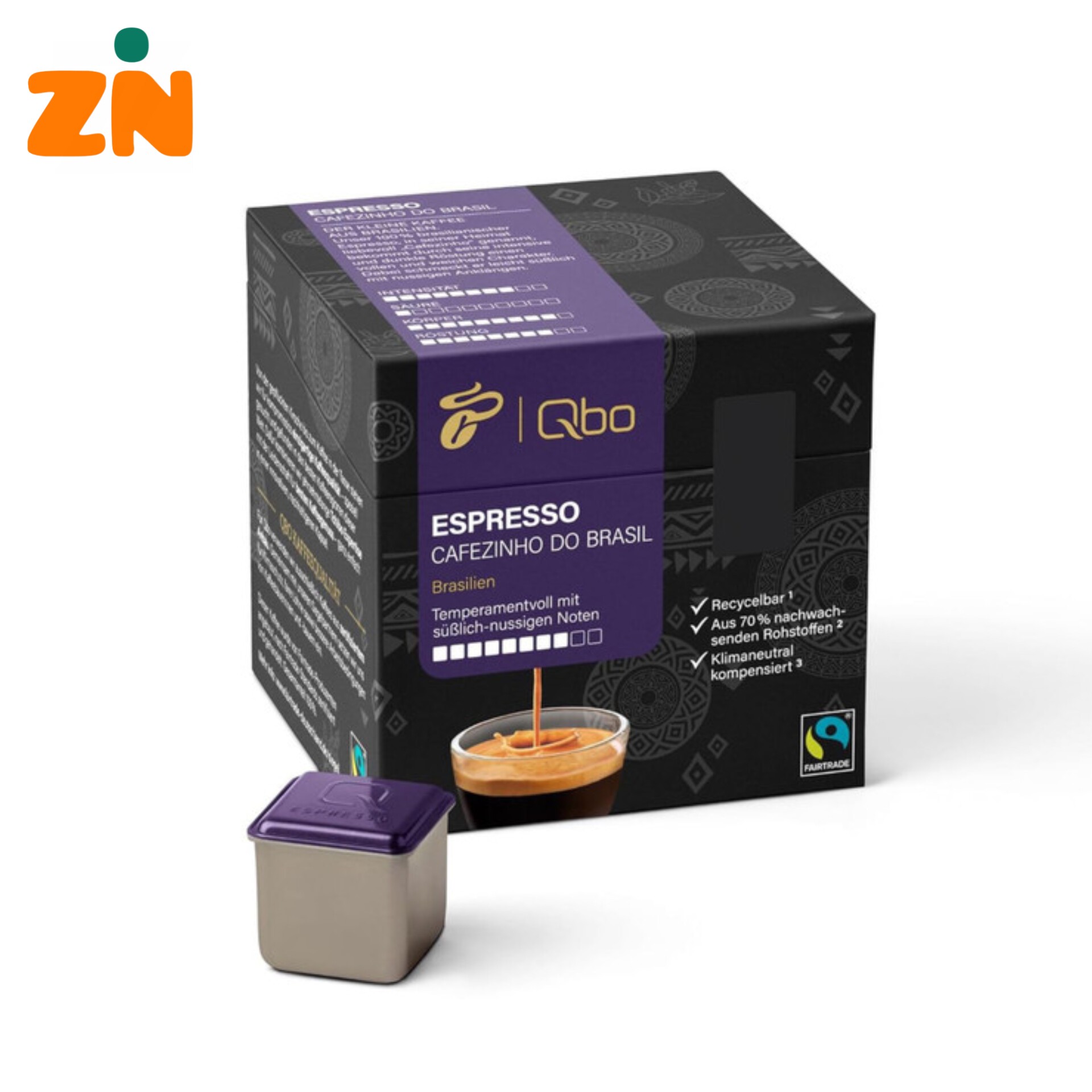 کپسول قهوه چیبو Tchibo Qbo Espresso Cafezinho do Brazil طعم آجیلی و تند، شدت 8 10