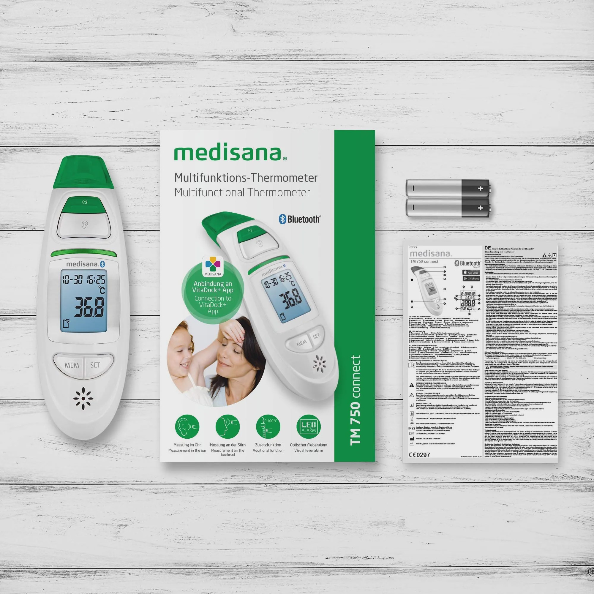 دماسنج دیجیتال مادون قرمز مدیسانا Medisana TM 750 Connect پیشانی و گوش Bluetoothجدید
