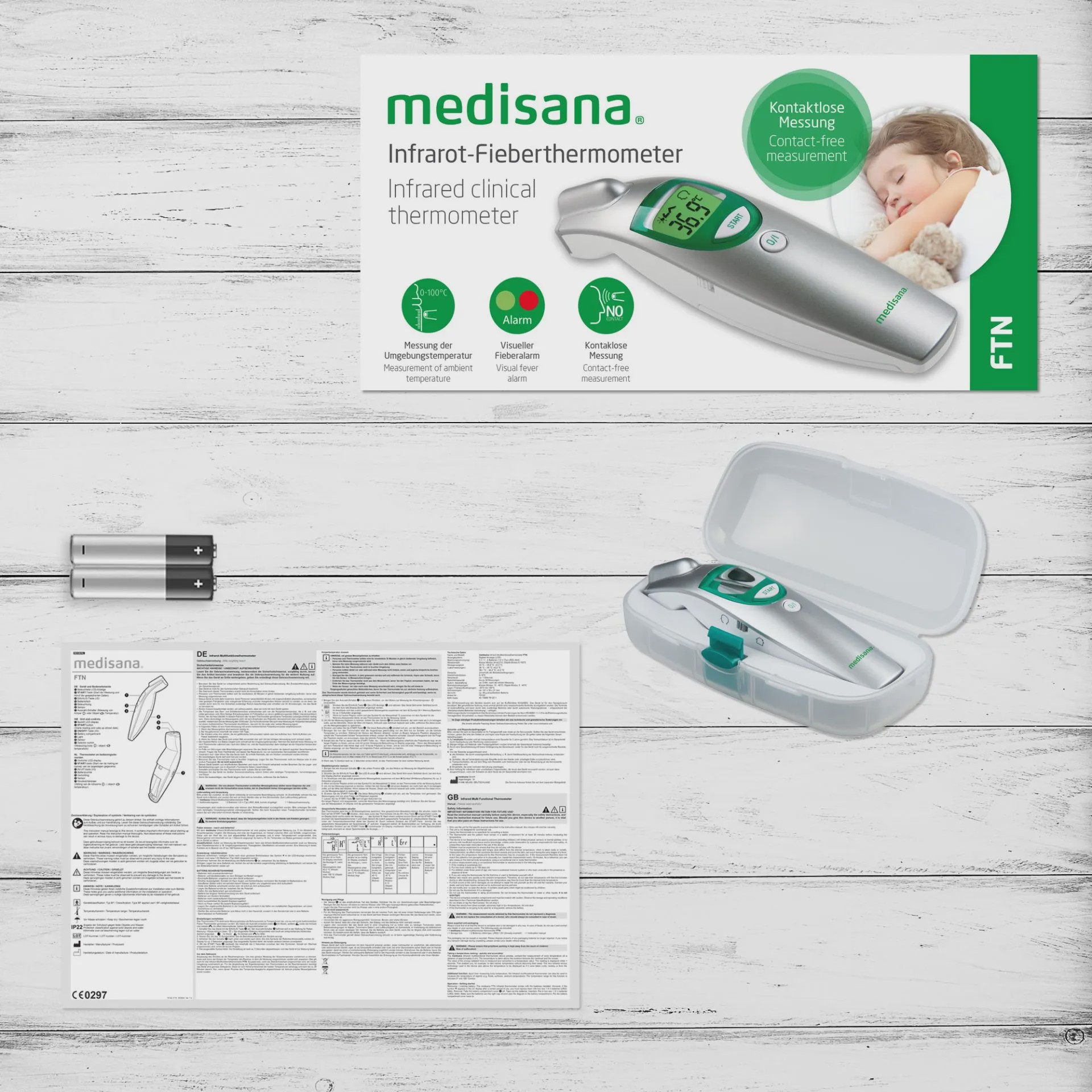 دماسنج دیجیتال بدون تماس مدیسانا Medisana FTN دماسنج پیشانی و گوش 6 در 1جدید