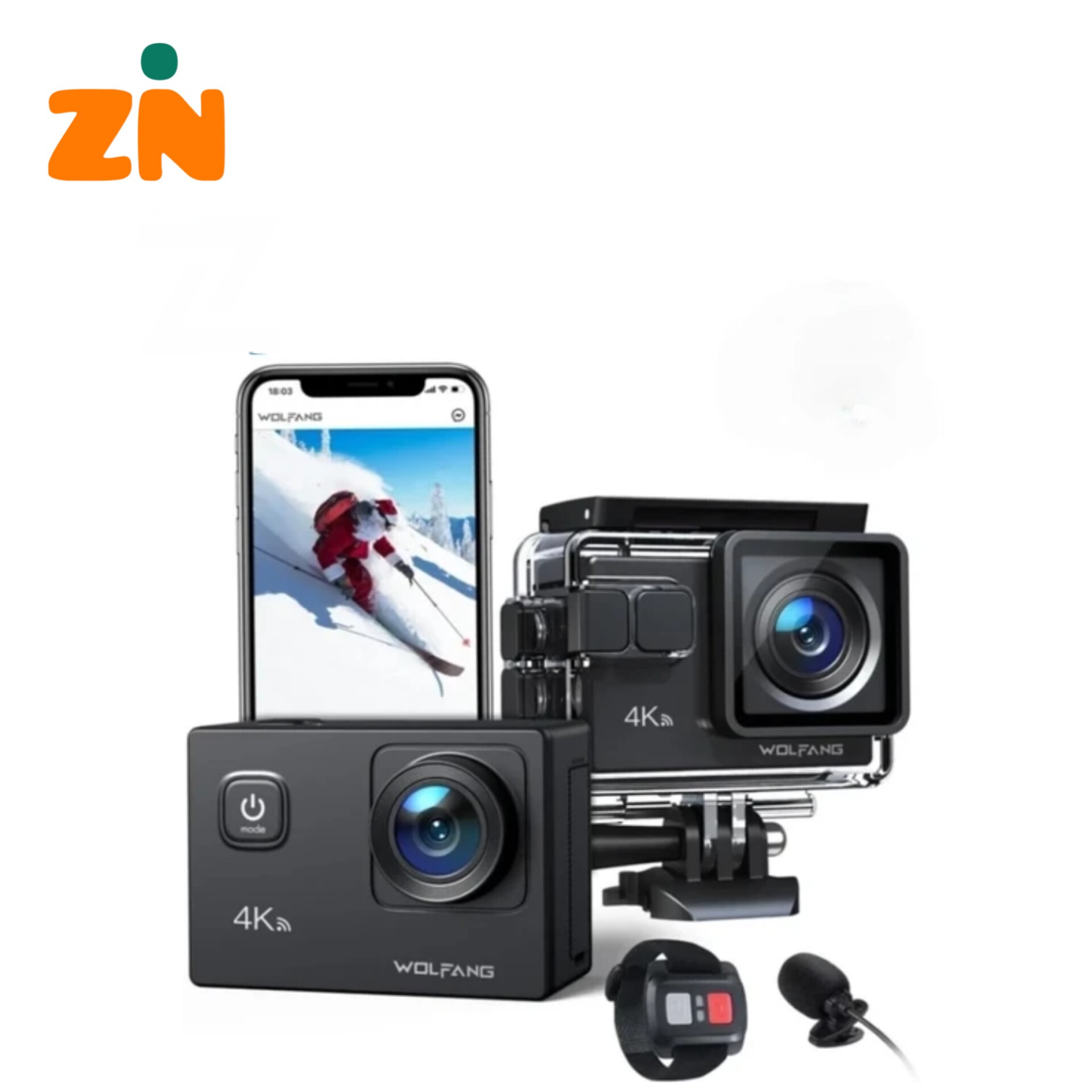 دوربین اکشن ورزشی 4K برند WOLFANG مدل GA100جدید