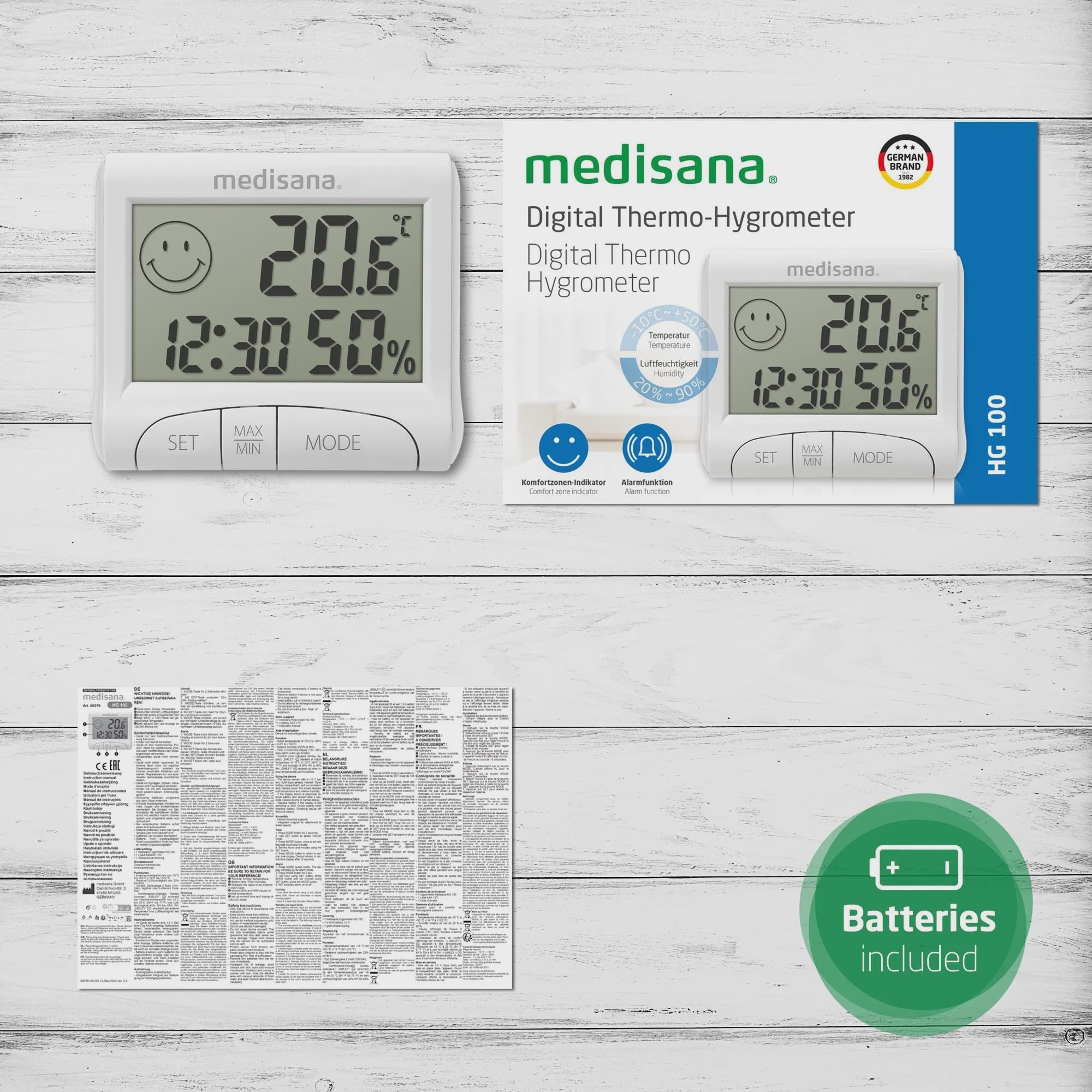 دماسنج و رطوبت سنج دیجیتال مدیسانا Medisana HG 100جدید