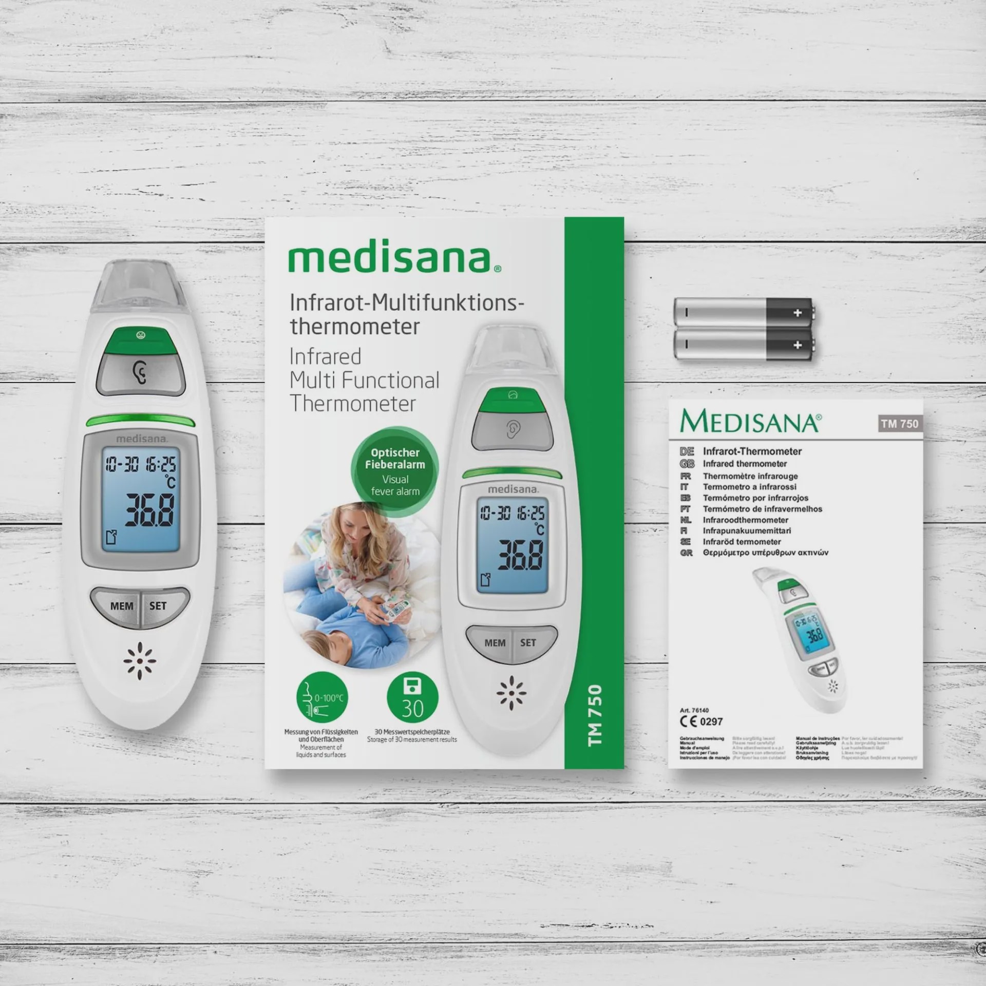 دماسنج دیجیتال مادون قرمز مدیسانا Medisana TM 750 پیشانی و گوش 6 در 1جدید