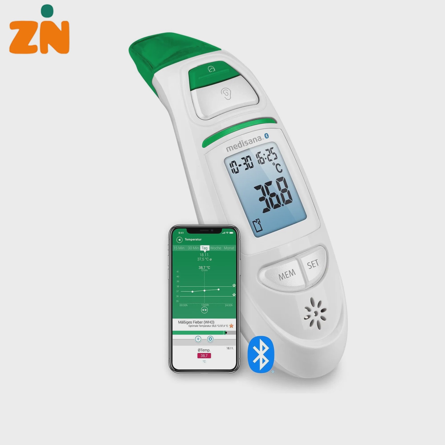 دماسنج دیجیتال مادون قرمز مدیسانا Medisana TM 750 Connect پیشانی و گوش Bluetoothجدید
